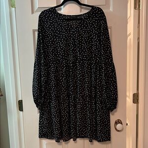 Black Polka Dot Long Sleeve Dress